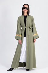 Embroidered Sage Green Abaya