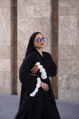 3D Flower Cuff Black Abaya