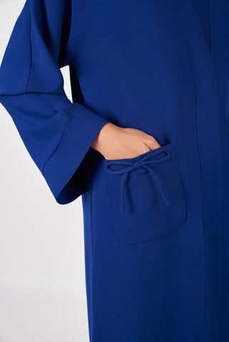 Royal Blue Pocket Abaya with Bow