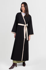 Black_Linen_Kimono_Abaya_with_Off-White_Trim_and_Belt