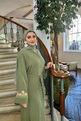Embroidered Sage Green Abaya