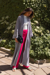 Grey Plain Open Abaya Feradje