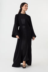 Black Beaded Abaya Dress with Belt