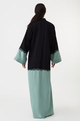 Black Mint Lace Abaya