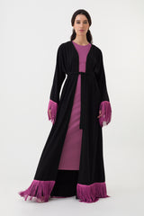 Black Pink Tassel Open Abaya Belt