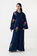 Navy Blue Floral Pink Abaya Belt