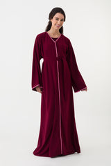 Red Abaya Pink Trim Belt