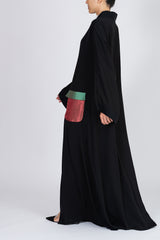 Feradje Black Abaya with Colourful Pockets