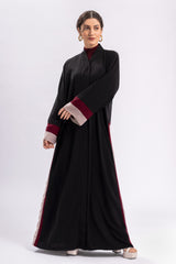 Black Pink Red Stripe Abaya FERADJE