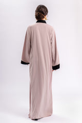 Pink Black Plain Abaya FERADJE