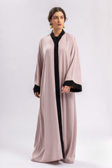 Pink Black Plain Abaya FERADJE