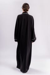 Black White Pearls Abaya FERADJE