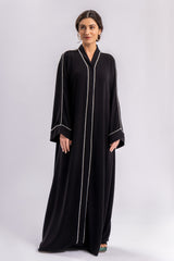 Black White Pearls Abaya FERADJE