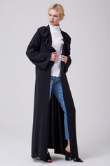 Feradje Black Open Abaya Frills Collar